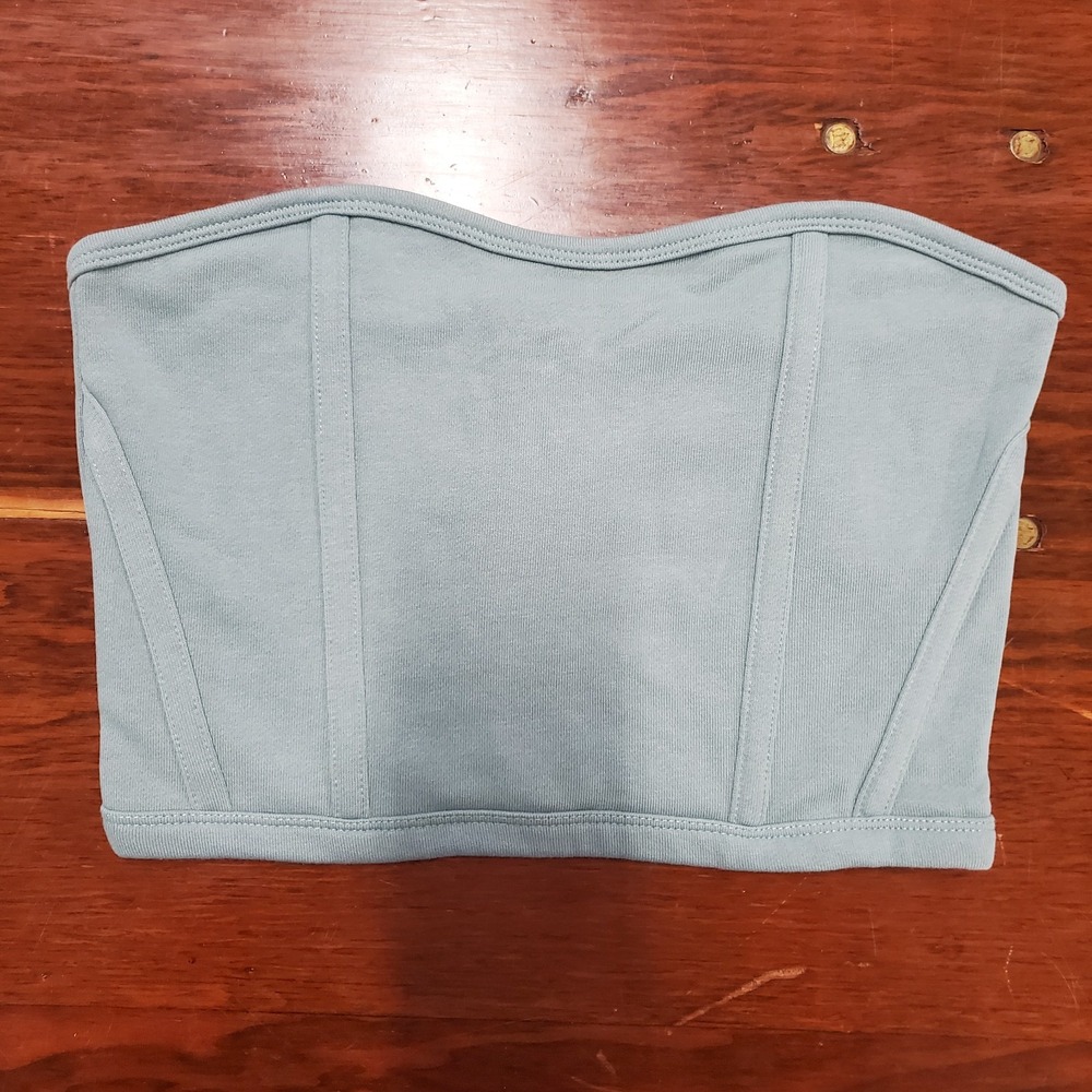 Fletcher x Supply & Demand Corset Tube Top Womens Small Sage Cotton Back Zip